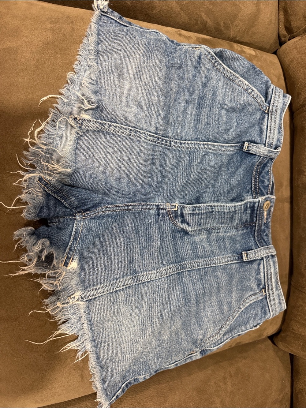 Hollister Light Blue Distressed Frayed-Hem Jean Shorts